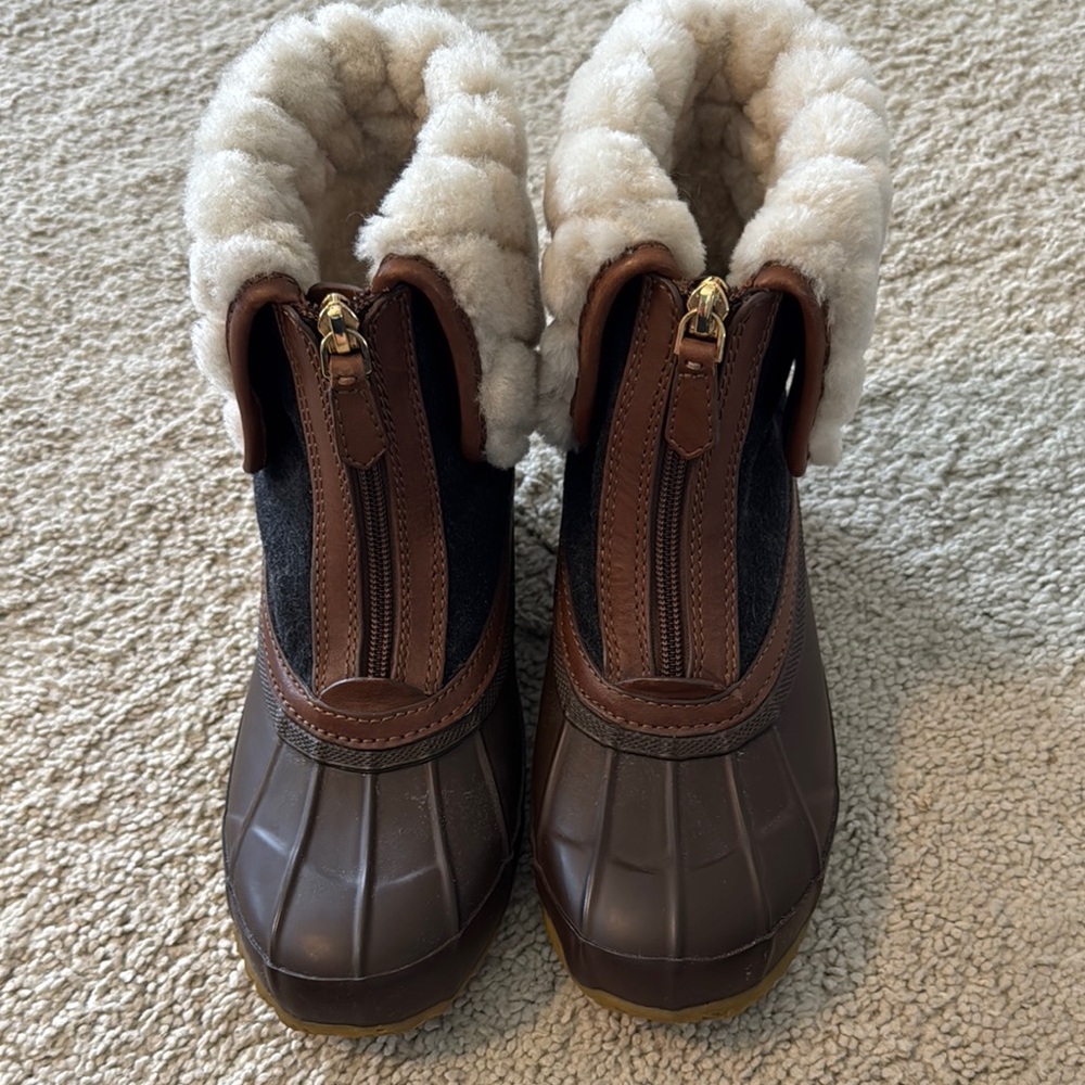 Tory Burch Brown and Black Shearling-Lined Boots